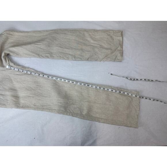 Linen Trouser Neutral Stripe Banana Republic Beige Pants Straight 2012 Size 2 - Picture 6 of 10